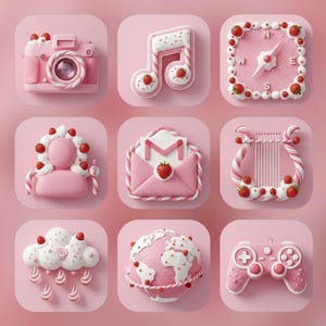 Pink Berry Bliss Icons – Kawaii Strawberry UI for Your Phone!