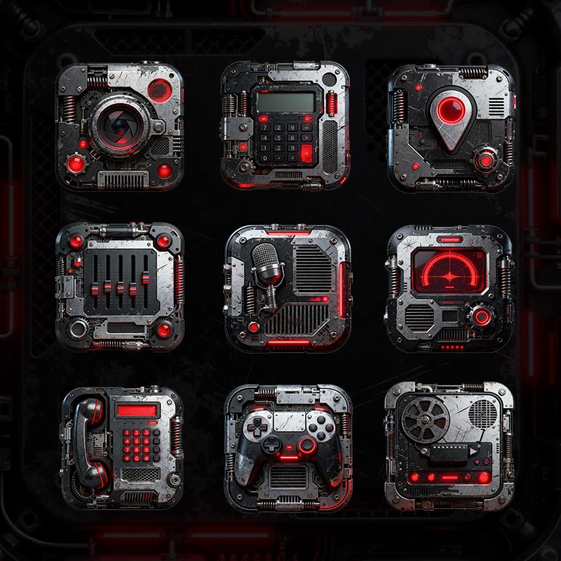 Sci-fi Mech Steel Icon Pack: Cyberpunk Theme (digital Download) - Etsy