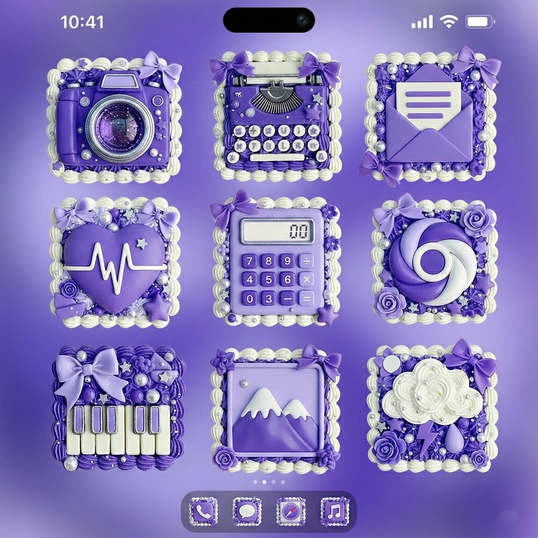 Purple App Icons: 3D Violet Blossom Theme (ios & Android) - Etsy