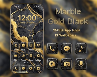 Gold Marble App Icon Pack: iOS & Android Theme (2577 Icons)