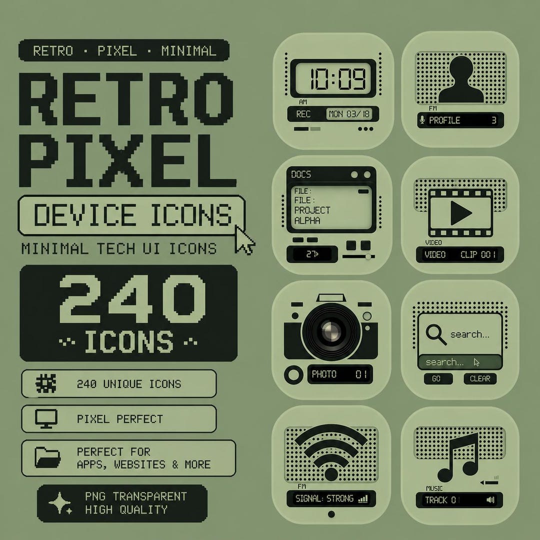 Pixel System Icon Retro Pixel Device Icons Pack Minimal Tech UI Ios Android 240 Icon - Etsy