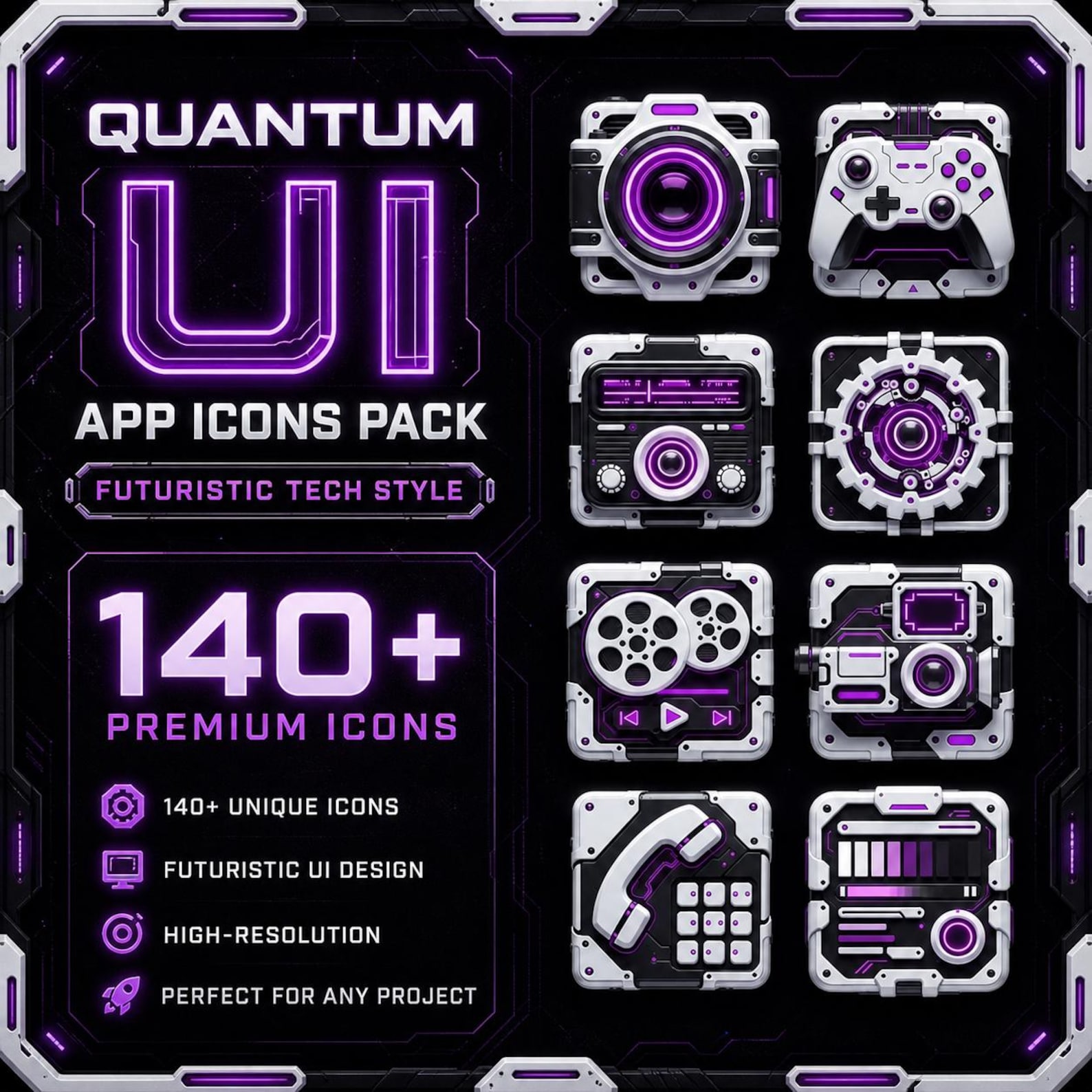 Quantum UI App Icons Pack – Futuristic Tech Style for Ios & Android ...