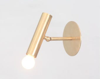 Mid Century Italian Brass Cylinder Wall Sconce, Modern Lighting
