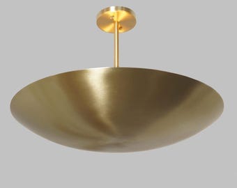 Mid Century Brass Flush Mount Ceiling Light Perforated Bedroom Pendent Light