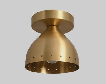 Lampada da soffitto in ottone in stile moderno di metà secolo, arredamento retrò per la casa