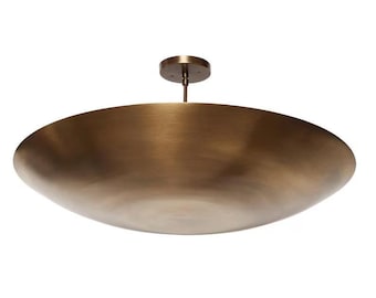 Lámpara empotrada moderna de latón – Lámpara de techo de cúpula grande – Lámpara de techo metálica minimalista contemporánea