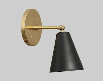 Mid-Century Modern Brass Wall Sconce, Articulated Swing Arm Lamp