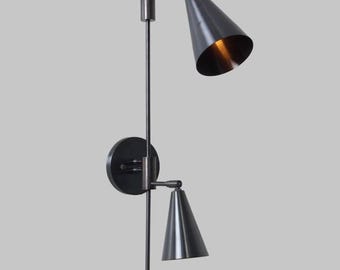 Retro Sputnik Wall Sconce, Blackened Brass Mid Century Modern Wall Light