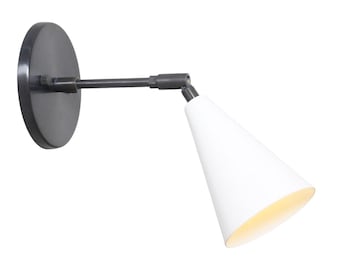 Italian Sputnik Brass Wall Lamp, Blackened Finish, Cone Shade