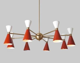 Sputnik Chandelier, Mid Century Modern Lighting, Atomic Style Pendant Light