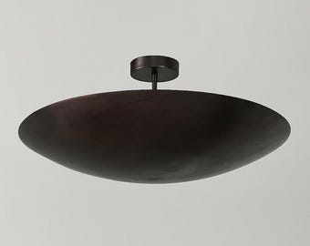 Mid Century Blackened Brass Six-Light Sputnik Flush Mount Sputnik  Chandelier