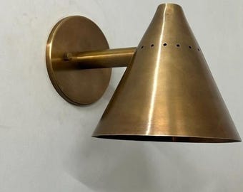 Mid-Century Modern Brass Cone Wall Sconce Lighting