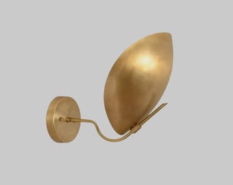 Mid-Century Modern Raw Brass Wall Sconce, Vanity Light