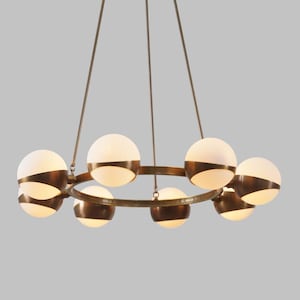 Eight Glass Globe Lights Brass Sputnik Ring Ceiling Light Sputnik Chandelier Raw Brass Finish Bedroom Light Premium Quality Light Fixture