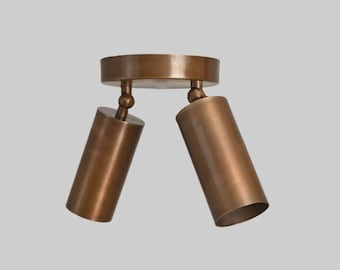Brass Double Ceiling Spotlight - Adjustable Modern Flush Mount Light for Kitchen & Hallway