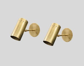 Mid Century Modern Brass Wall Sconce Lighting, Adjustable Spotlight Wall Lamp, Bedside Reading Light