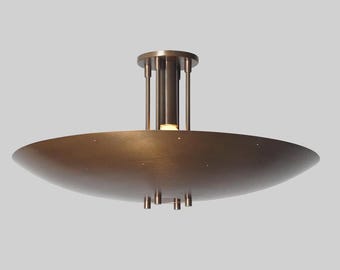 Mid Century Modern Ceiling Flush Mount Pendant Light – Brass Sputnik Chandelier