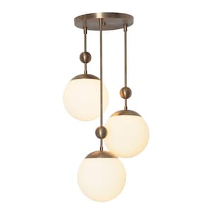 Sputnik Chandelier Flush Mount Ceiling Pendant Light Three Glass Globe Raw Brass Finish Bedroom Light Premium Quality Light Fixture