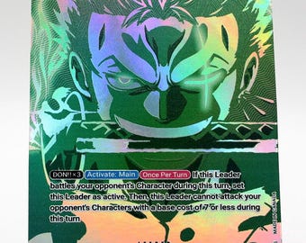 One Piece Proxy, Zoro Leader (green) Holographic TCG Card, Custom