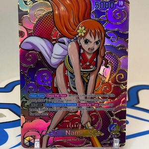 Aangepaste Nami OP11 Leader-kaart - Holo + folie Devil Fruit Swirl Alt Art