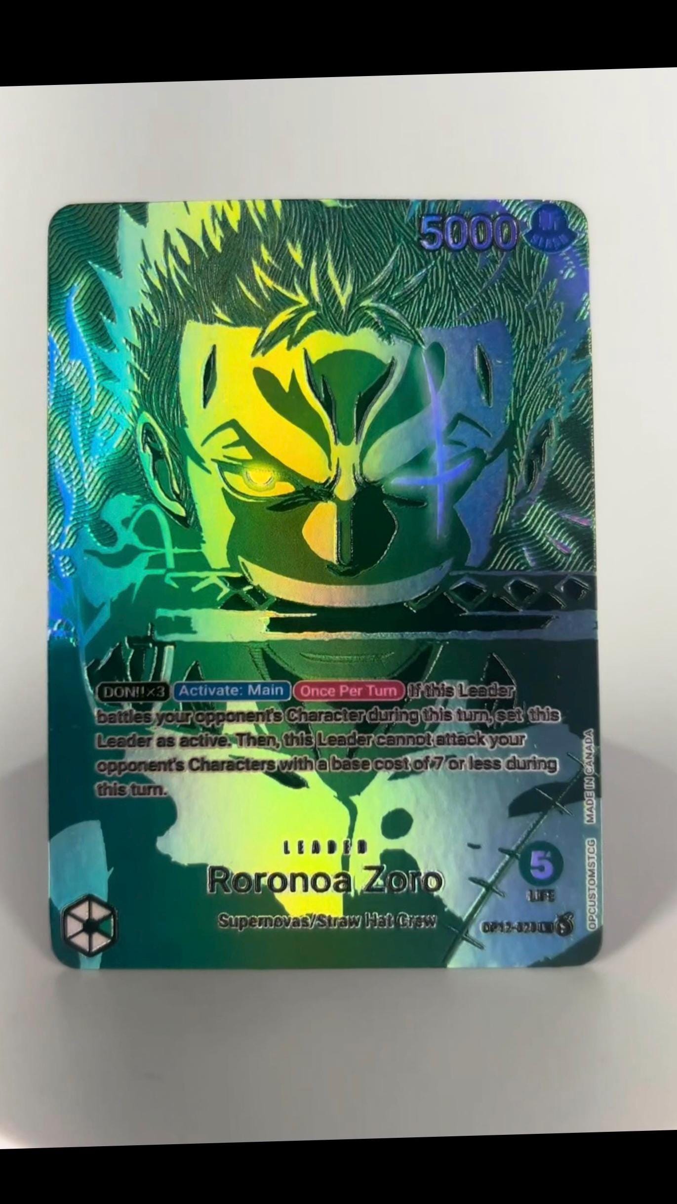 OP12 Green Roronoa Zoro Leader Textured TCG Proxy Card - Etsy