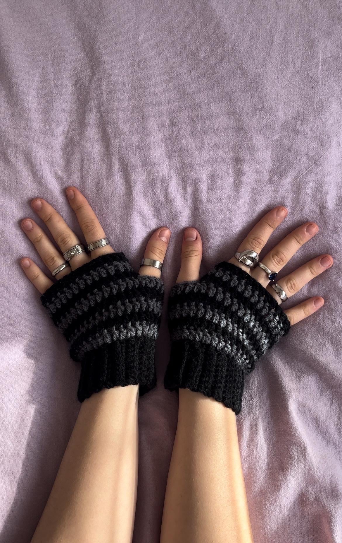 Crochet Fingerless Gloves • Striped Emo Grunge Arm Warmers - Etsy