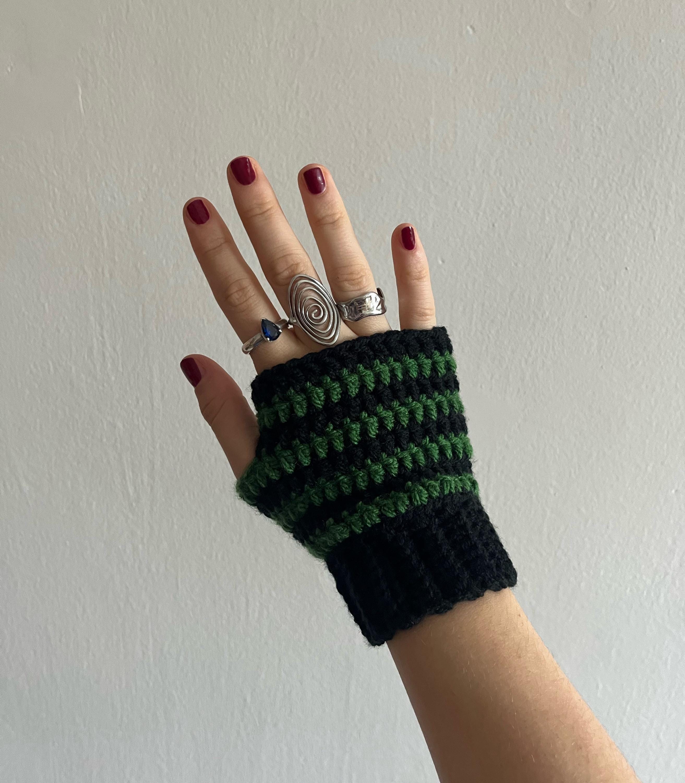Crochet Fingerless Gloves • Striped Emo Grunge Arm Warmers - Etsy