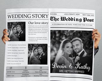 RUSH Printed Wedding Newspaper/Mr & Mrs Newspaper/Engagement Announcement/Engagement Wedding Newspaper for Photography/Wedding Timeline