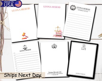 Personalized Lawyer Notepad, Scales of Justice Book Stack