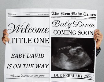 Newspaper Pregnancy Announcement, Large Newspaper Baby Announcement, Pregnancy Announcement Newspaper, Printed Shipped Newspaper Baby Shower