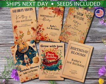 Birthday Party Seed Packets/Custom Wildflower Seed Packets/Birthday Favors for Guests in Bulk/Kids Birthday Party Favors/Birthday Thank You