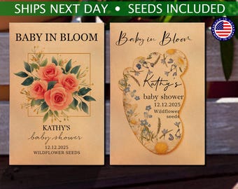 25 Pcs Baby in Bloom Wildflower Seed Packet Favors for Baby Shower/Custom Personalized Favors/Flower Seed Envelopes/Bulk Baby Shower Favors