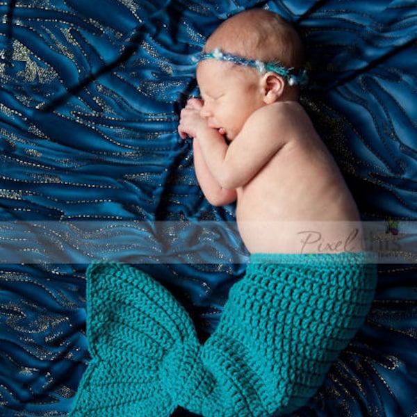 PDF Crochet Pattern - Mermaid Tail Baby Crochet Photo Prop (Newborn, 3m, 6m, 12m) Girl Boy