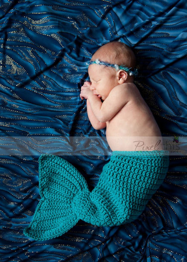PDF Crochet Pattern Mermaid Tail Baby Crochet Photo Prop Newborn, 3m, 6m, 12m Girl Boy image 1