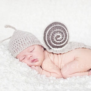 PDF Crochet Pattern - ORIGINAL Snail Shell Hat and Body Cover Crochet Newborn Prop