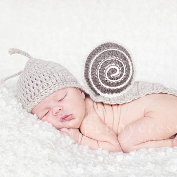 PDF Crochet Pattern - ORIGINAL Snail Shell Hat and Body Cover Crochet Newborn Prop