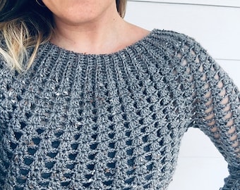 PDF Crochet Pattern - Tweed Sweater