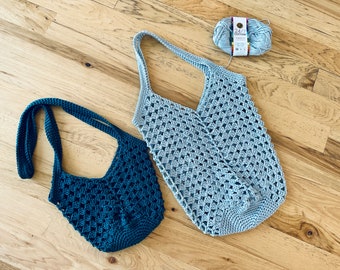 PDF Crochet Pattern - Granny Square Chevron Tote Bag Set