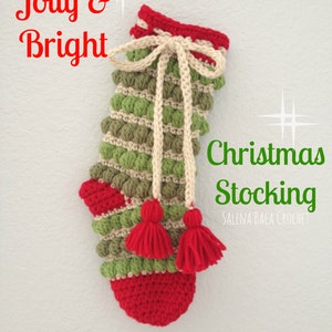 PDF Crochet Pattern - Jolly and Bright Christmas Stocking
