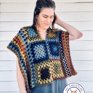 PDF Crochet Pattern - Granny Square Poncho