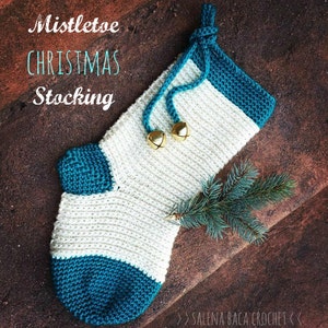PDF Crochet Pattern - Mistletoe Christmas Stocking