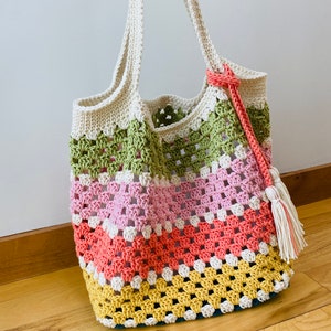 PDF Crochet Pattern - Granny Square Scrap Bag