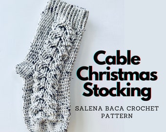 PDF Crochet Pattern - Cable Christmas Stocking