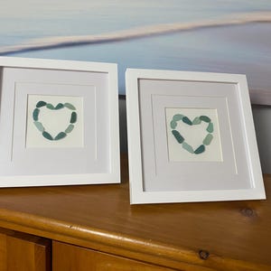 Sea Glass Mosaic Heart, Framed Sea Glass Art, Genuine Sea Glass