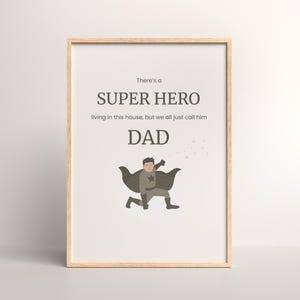 Impressão para o Dia dos Pais - Impressão de pai super-herói - Presente para pais - Arte de parede para pais - Download digital.