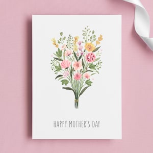 Tarjeta Imprimible del Día de la Madre, Tarjeta Floral Plegable para mama, Tarjeta de Felicitación del Dia de la Madre, Descarga Inmediata.