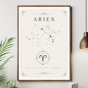 Póster Imprimible Aries - Signo del Zodiaco - Arte Astrológico - Constelación de Aries - Regalo para Aries - Descarga Digital.
