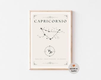 Capricorn Printable Poster – Capricorn Zodiac Art – Capricorn Constellation – Gift for Capricorn in Spanish