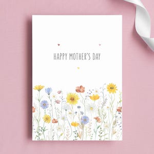 Carte de vœux pour la fête des mères, carte de fête des mères imprimable, carte pliable florale pour maman, téléchargement instantané.