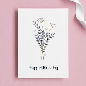 Printbare Moederdagkaart, vouwkaart met bloemenmotief voor moeder, Moederdagkaart, direct te downloaden.